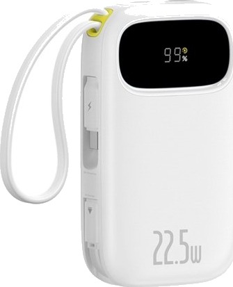 Baseus Enerfill FC31 Powerbank 22,5W 10000/20000 mAh Med Skjerm Og Innebygde Kabler Hvit