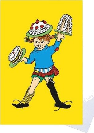 Pippi Langstrømpe Pippi Greeting Card W. Envelope Yellow Yellow ONE SIZE