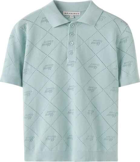 Röhnisch Logo Jacquard Golf pologenser dame Eggshell Blue X Large Röhnisch Logo Jacquard Golf pologenser dame Eggshell Blue X Large
