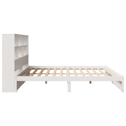 Seng med bokhylle uten madrass hvit 180x200 cm heltre furu 8721158611871