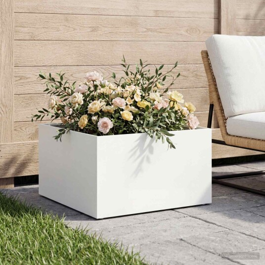 vidaXL Hageblomsterpotte Hvit 60 x 60 x 30 cm Kaldvalsestål