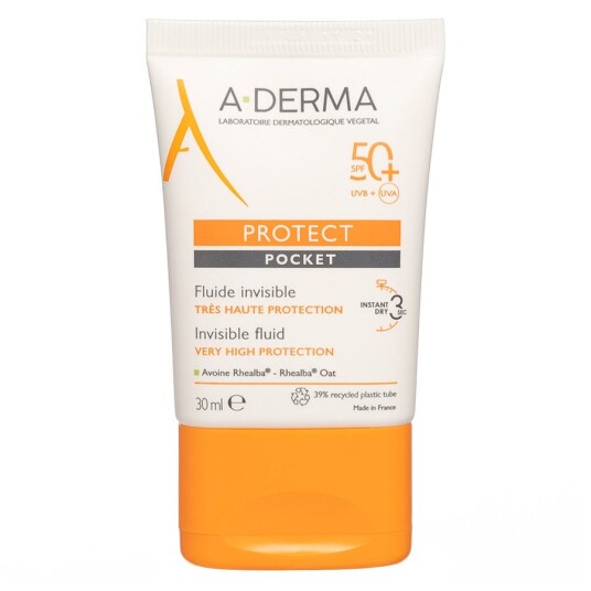A-Derma Protect Pocket SPF50+ Ansiktsfluid 30 ml - Usynlig Solbeskyttelse