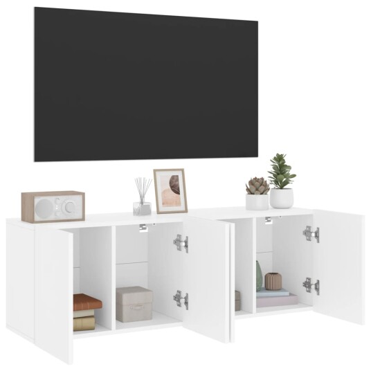 vidaXL Veggmonterte TV-benker 2 stk hvit 60x30x41 cm 8721012255234 vidaXL Veggmonterte TV-benker 2 stk hvit 60x30x41 cm 8721012255234