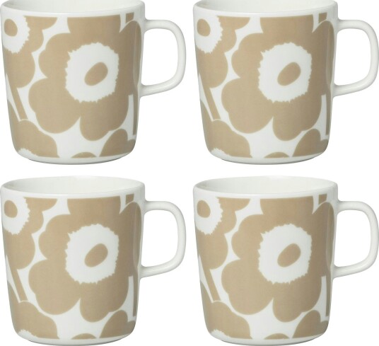 Oiva / Unikko Krus 40 cl 4-pk, Beige / Hvit