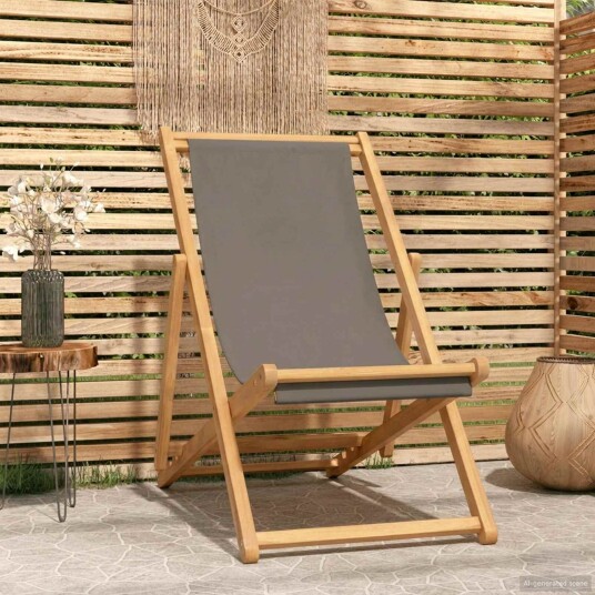 vidaXL Strandstol Gråbrun Massivt Teaktre