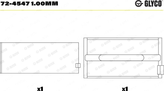 Veivaksellager GLYCO 72-4547 1.00mm