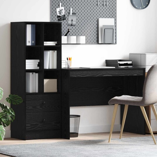 Skrivebord med lagring 2 pcs Svart eik 100 x 50 x 76 cm