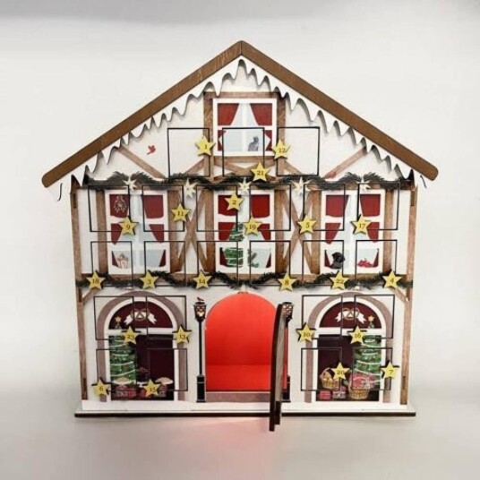Adventskalender Trehus 24 Skuffer Klassisk Musicbox
