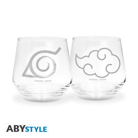 Naruto Shippuden glass sett med Konoha & Akatsuki - 2 stk