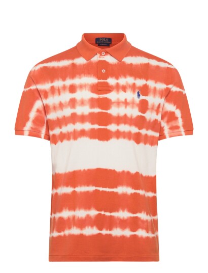 Polo Ralph Lauren Classic Fit Tie Dye Mesh Polo Shirt   Orange   S