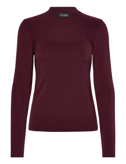 Lauren Ralph Lauren Stretch Jersey Square-Neck Top - Burgundy - M Lauren Ralph Lauren Stretch Jersey Square-Neck Top - Burgundy - M