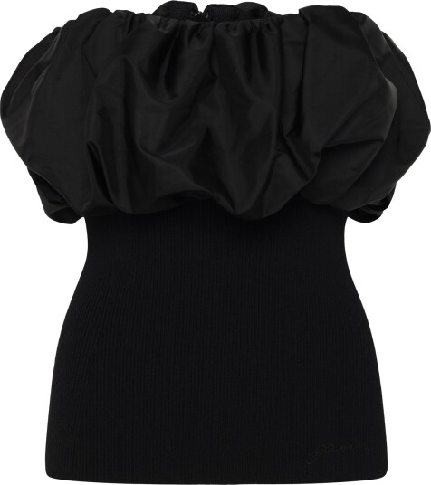 Ganni Melange Knit Top Black XS
