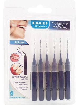 Ekulf ph supreme mellombørst 0,9mm mørkeblå 6 stk Ekulf ph supreme mellombørst 0,9mm mørkeblå 6 stk