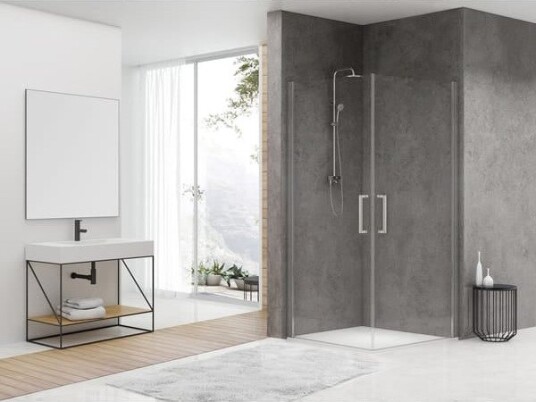 Sanipro Town Fastvegg - Pris pr stk Krom / 90cm Klart Glass