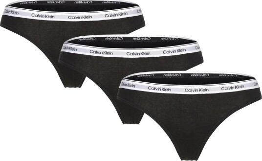 Calvin Klein Truser 3P Modern Logo Thongs Svart bomull X-Small Dame