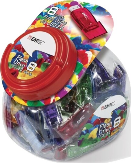 Emtec C410 Color Mix Candy Jar USB-minne 8 GB USB 2.0 80-pk Emtec C410 Color Mix Candy Jar USB-minne 8 GB USB 2.0 80-pk
