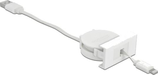Delock 50 cm Tilbaketrekkbar Lightning USB 2.0 Kabel Hvit Delock 50 cm Tilbaketrekkbar Lightning USB 2.0 Kabel Hvit
