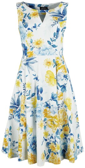 H&R London Rockabilly Middellang kjole Hope Floral Swing Dress XS til 4XL Damer flerfarget