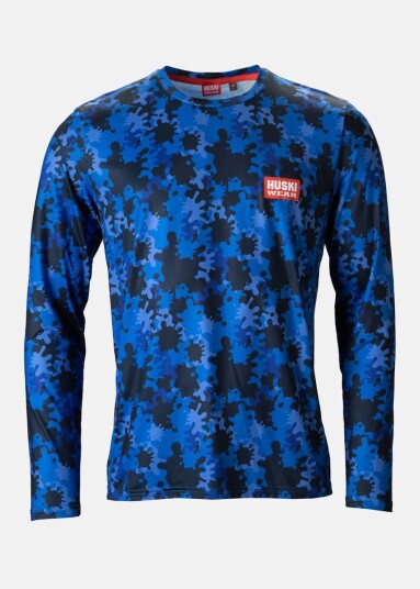 Huski Wear W Active Top Ls Azure Camo Xs Trenings-T-Shirts