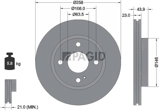 PAGID 54760NHC Bremseskive