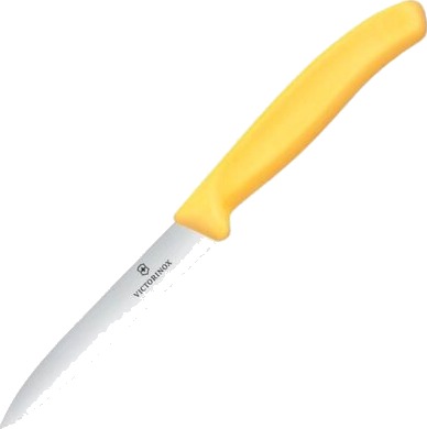 Victorinox Swiss Classic grønnsakskniv bølget knivblad 10 cm gul Victorinox Swiss Classic grønnsakskniv bølget knivblad 10 cm gul
