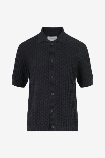 Les Deux - Skjorte Gespertus SS Knit Shirt - Svart