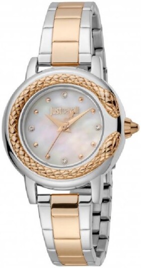 Just Cavalli Dameklokke JC1L151M0105 Hvit/Rose gulltonet stål Ø32 mm Just Cavalli Dameklokke JC1L151M0105 Hvit/Rose gulltonet stål Ø32 mm
