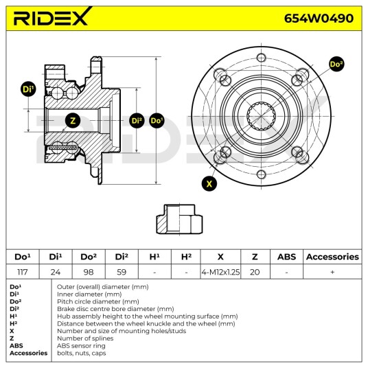 Hjullager RIDEX 654W0490
