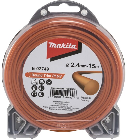 Trimmertråd Makita E-02749 rund 2,4 mm x 15 m oransje