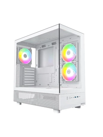 Montech XR TG Miditower Gaming Kabinett med 3x 120mm ARGB Vifter Hvit