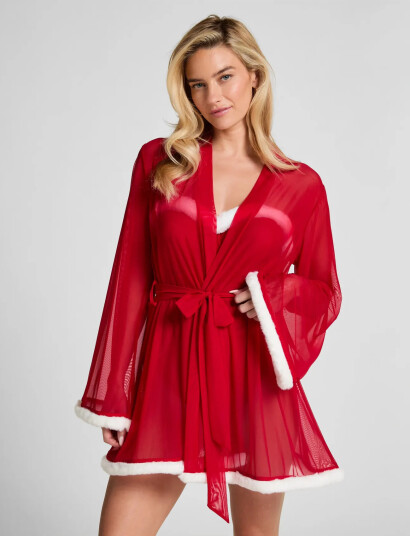 Hunkemöller Kimono Mesh Santa - Red - XS/S