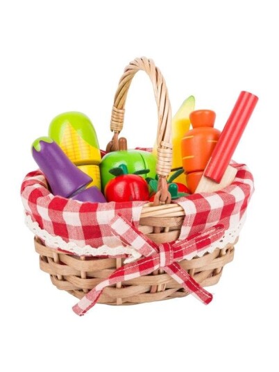 Small Foot - Wooden Picnic Basket with Cut Fruit Small Foot - Wooden Picnic Basket with Cut Fruit