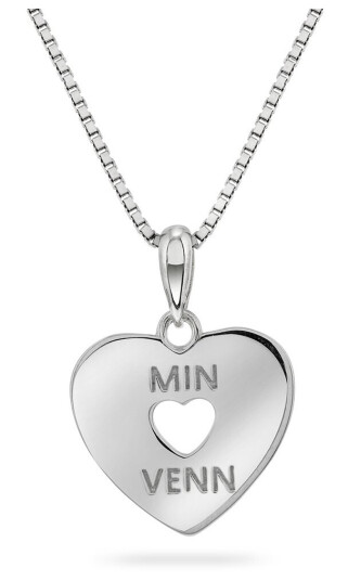 Pan Jewelry, Smykke i 925 sølv med zirkonia med teksten MIN VENN