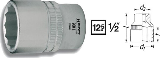 Hazet 900Z-28 1/2" Pipenøkkelinnsats Kromvanadiumstål 25,4 mm 141 g