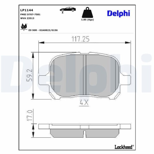 Bremseklosser DELPHI LP1144 Bremseklosser DELPHI LP1144