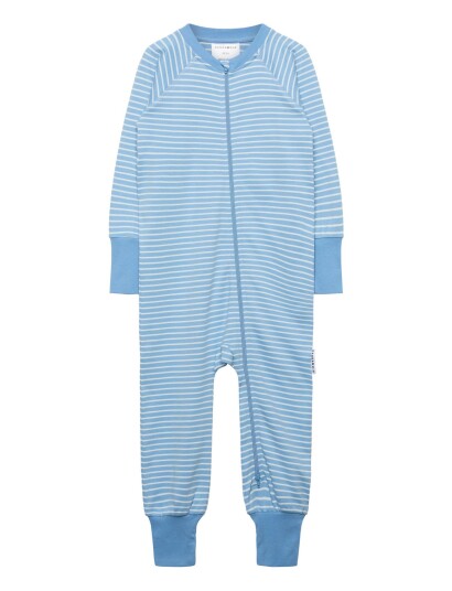Geggamoja Pyjamas Two Way Zipper Striped   Blue   86/92