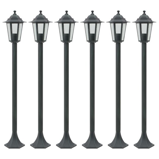 Hagelyktestolpe E27 110 cm 6 stk aluminium mørkegrønn