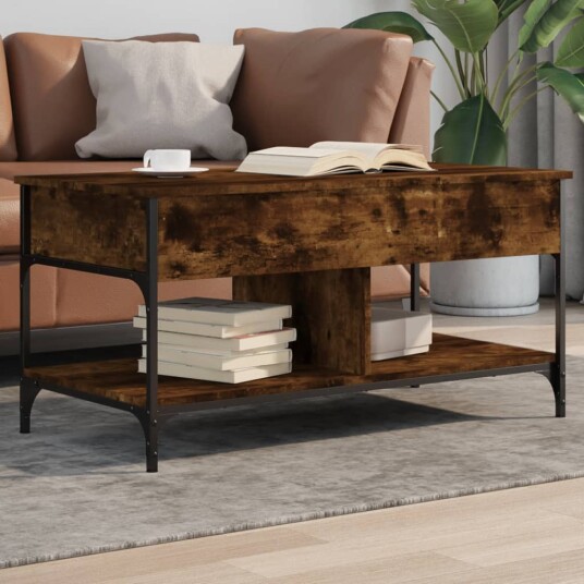 Salongbord røkt eik 100x55x50 cm konstruert tre og metall 8721012479074