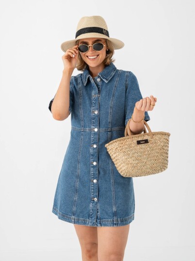 Vero Moda Daisy Short Sleeve Short Denim Dress Denim L