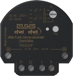 Jung Fm Us 2 Up Vegg Montert Rf Kabel Fri Trådløs 868 868.6 Mhz 20 Mw Svart