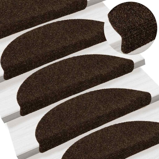 vidaXL Selvklebende trappematter 15 stk brun 56x17x3 cm nålestempel