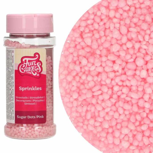 Funcakes Kakestrø Sugar Dots Rosa 80g Funcakes Kakestrø Sugar Dots Rosa 80g