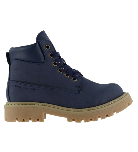 Tommy Hilfiger Tommy Hilfiger Lace Up Booties Faux Nubuck/Leather - Blue - 32/21CM Tommy Hilfiger Tommy Hilfiger Lace Up Booties Faux Nubuck/Leather - Blue - 32/21CM