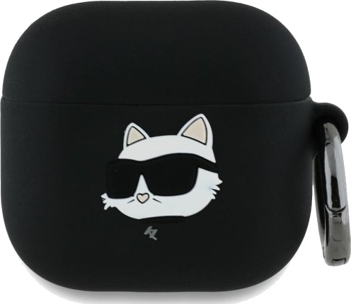 Karl Lagerfeld Kla4runchk Airpods 4 Deksel Svart/Svart Silikon Choupette Head 3D