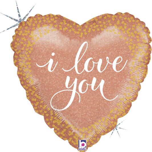 Ballongkungen Folieballong Hjerte I Love You Rosegull 45 cm 36639H