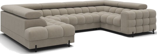 Fectory 6 seters Bubblig hjørnesovesofa med sjeselong og oppbevaring Venstre Aura 18