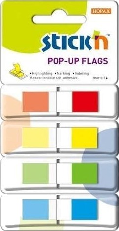 Stickn Bokmerker Selvklebende M/ Stativ Mix 140K 4 Farger 205558