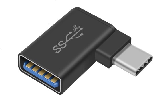 NÖRDIC USB-A 3.1 OTG hunn- til USB C-hann-vinklet adapter 5 Gbps Aluminium synkronisering og lading OTG USB-C-adapter