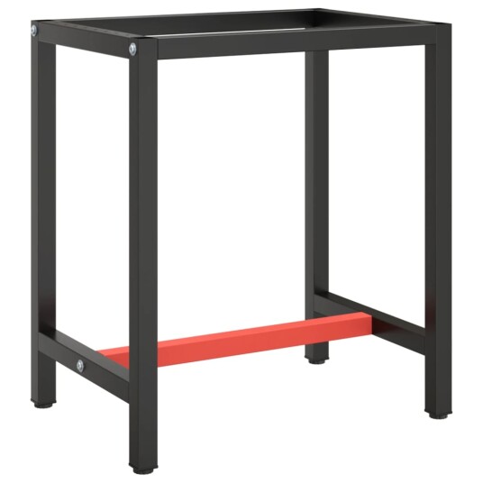  Ramme til arbeidsbenk matt svart og rød 70x50x79 cm metall 151449
