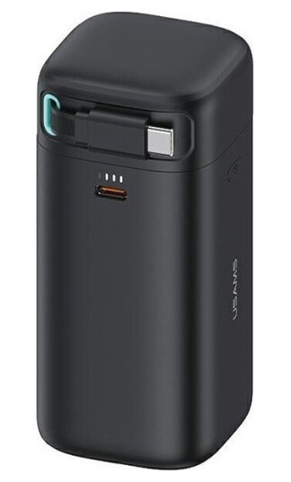Powerbank 18000Mah Pd45w Med Viklingskabel Usb-C Fast Charge Usams Xmf Series 20Kcd21601 (Us-Cd216) Svart Farge